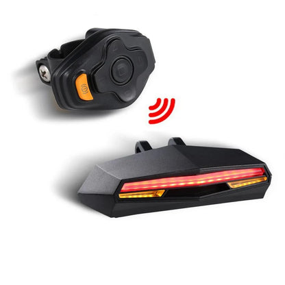 Brilliant bicycle tail light with wireless remote control, turn signals, and ground lane projection for enhanced visibility and safety