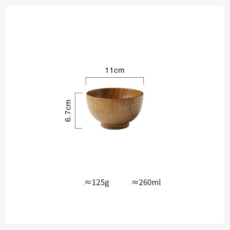 Japanese Style Wooden Bowl Set in three sizes for rice, soup, and salads
