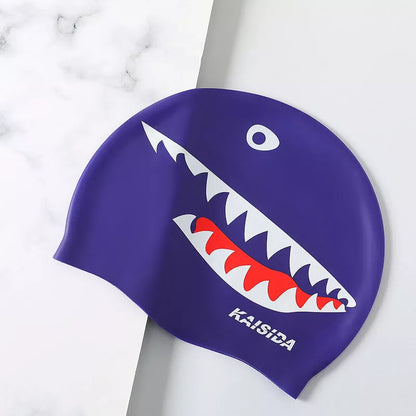 Printed silicone swimming cap in various colors for unisex swimmers