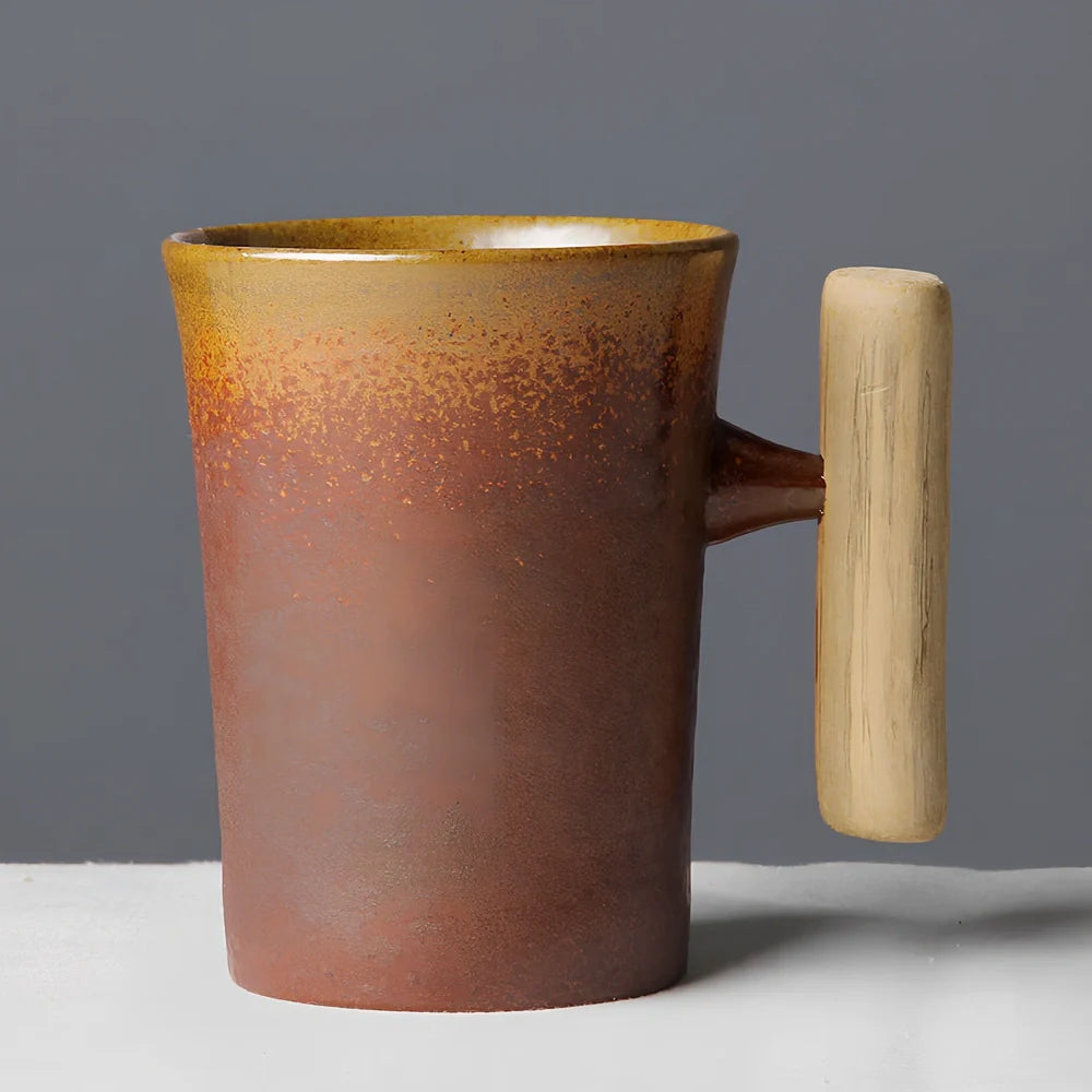 Japanese ceramic mug with solid colour finish showing 350ml capacity and reinforced rim construction