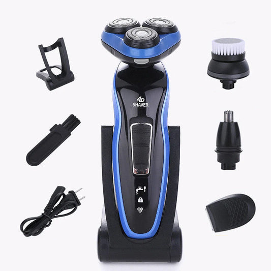4-in-1 electric shaver for men with triple blade, rechargeable trimmer