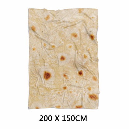 Round burrito tortilla wrap blanket with printed design in soft flannel microfiber material