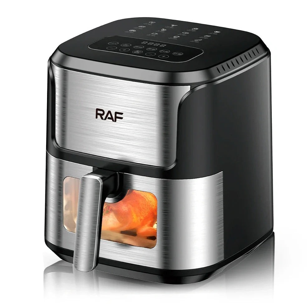 Multifunctional visual air fryer with transparent window and touch control panel