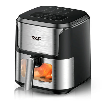 Multifunctional visual air fryer with transparent window and touch control panel