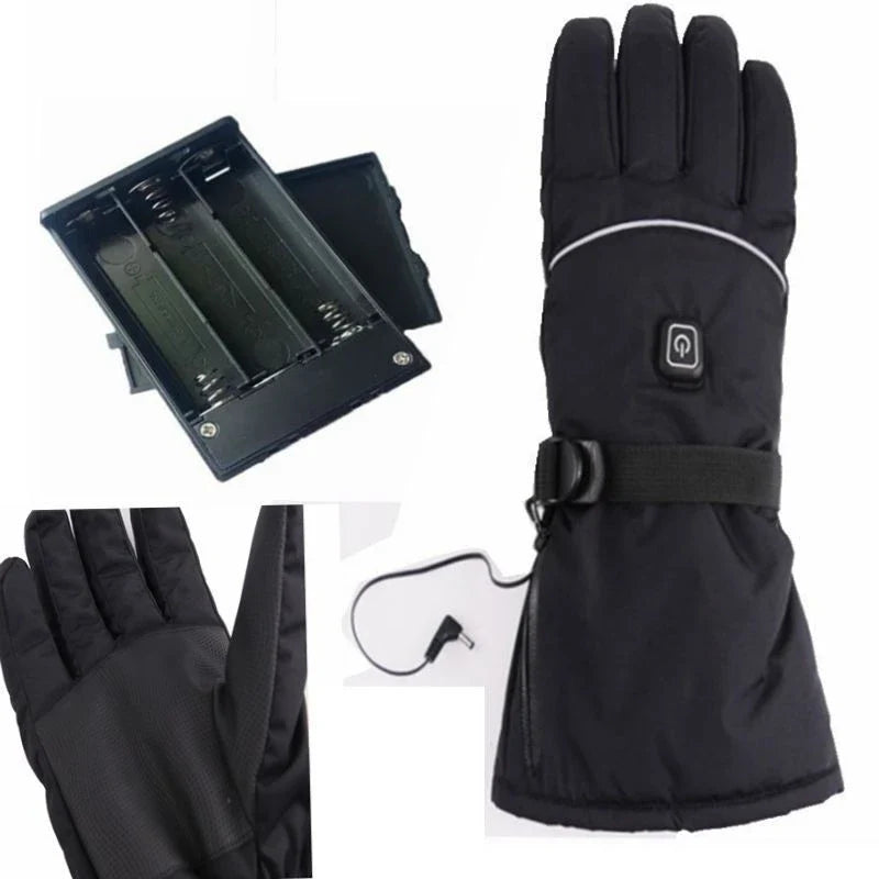 Premium electric heating gloves with three temperature settings, made with high-quality velvet and PU leather for superior warmth and grip.