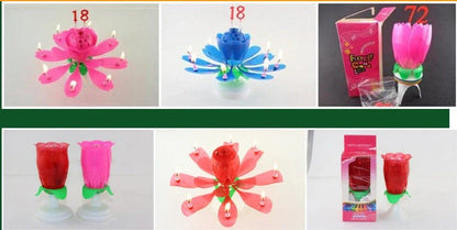 Musical Lotus Candles in various colors with a unique lotus design and music feature