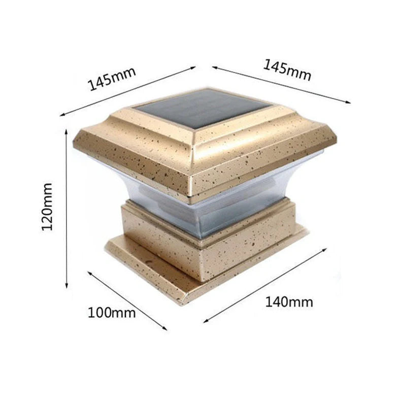 Solar lamp post headlamp with polycrystalline panel and ABS housing in black, copper, or tan finishes