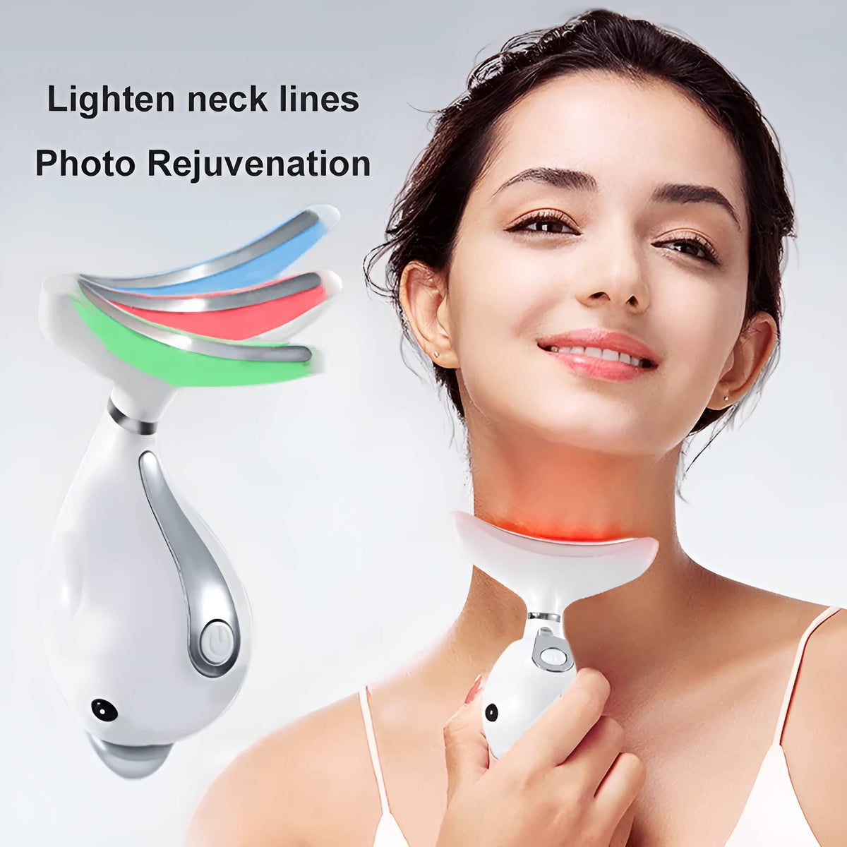 White neck massager for neck wrinkles, 120 x 83 x 50 mm, ABS and PC housing, USB rechargeable