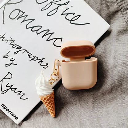 Colourful cylinder ice cream design silicone case for Apple AirPods 2 wireless earbuds.