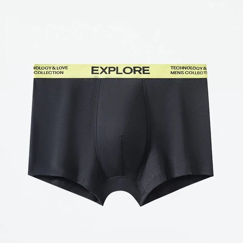 Men's cotton mid waist breathable underwear in multiple colour options on a size chart.