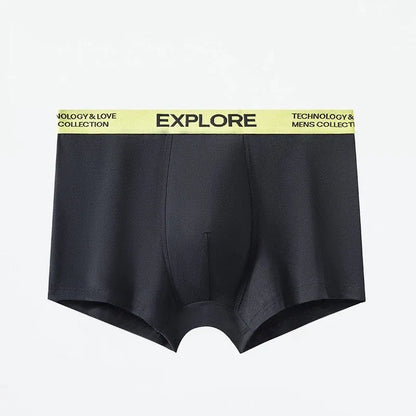 Men's cotton mid waist breathable underwear in multiple colour options on a size chart.