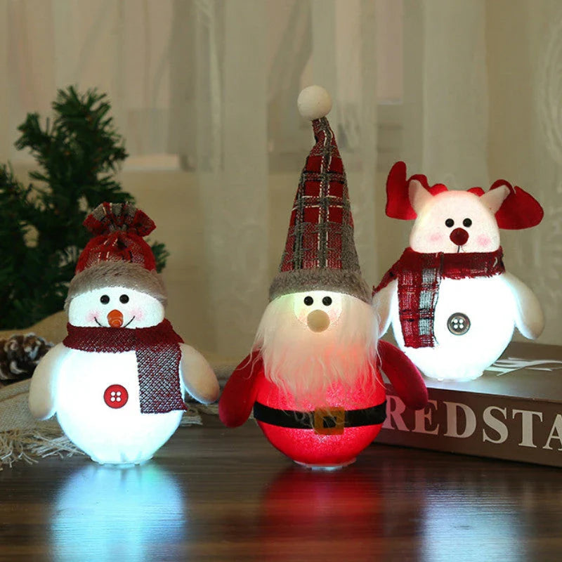 LED Christmas decorations with Santa Claus, snowman, and reindeer designs