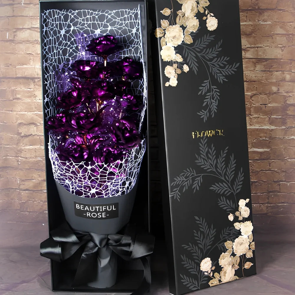 24K gold foil rose bouquet with 11 preserved flowers measuring 45cm tall