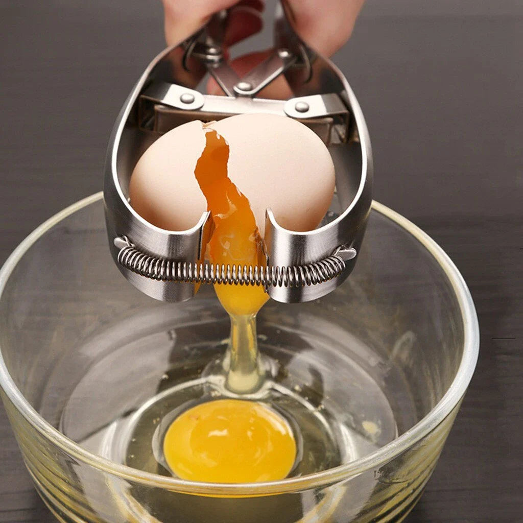 Premium stainless steel egg separator and cracker tool for effortless egg prep in the kitchen