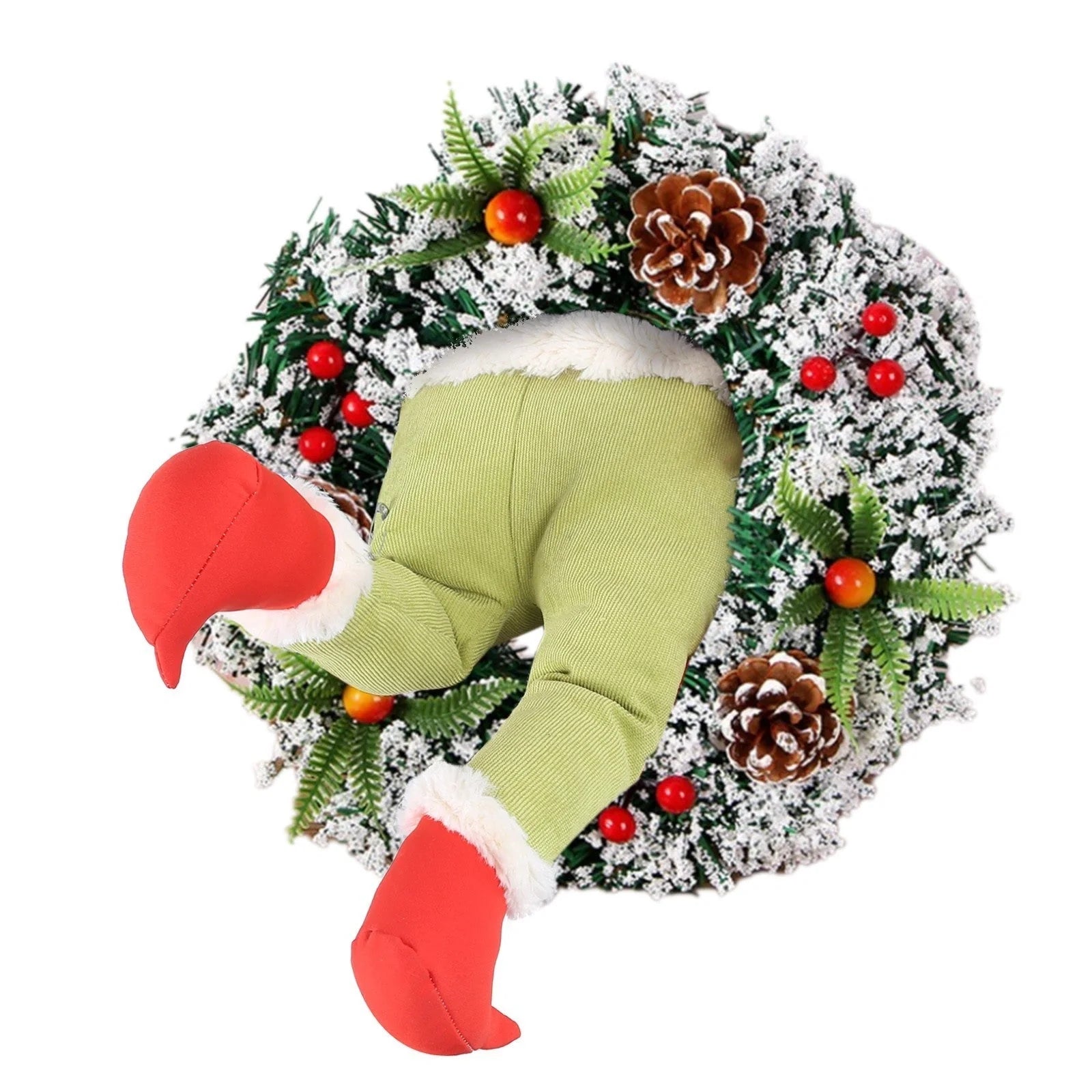 Christmas Thief Burlap Wreath with Santa Legs for door and wall decoration