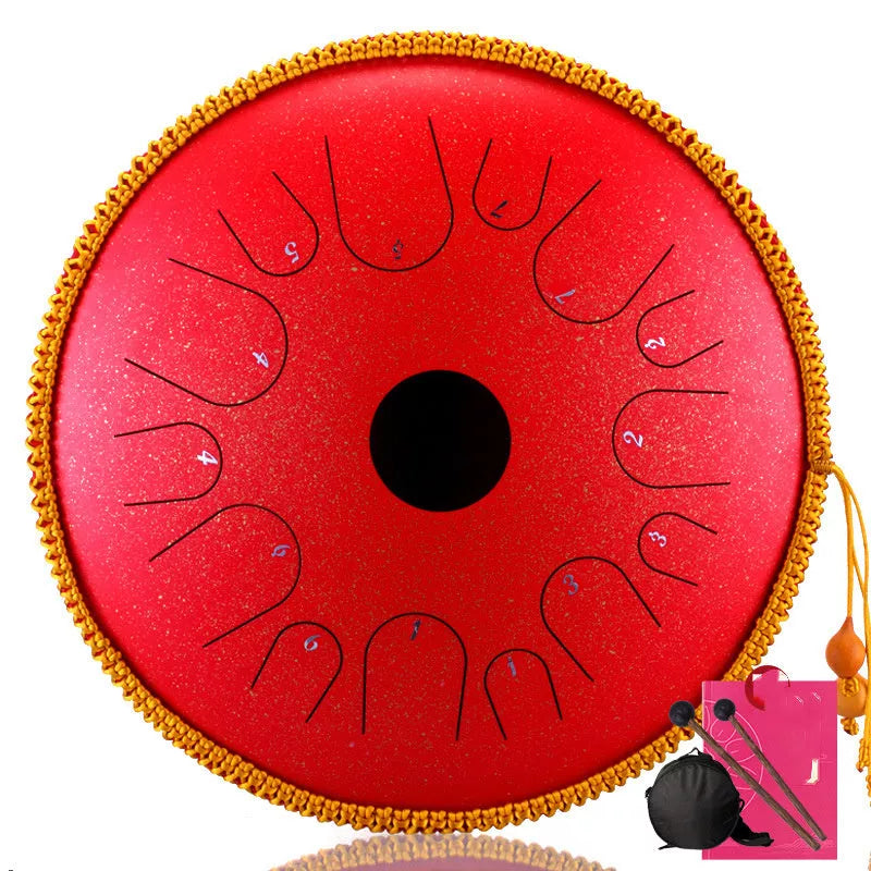 12-inch 13-tone steel tongue drum in vibrant colors