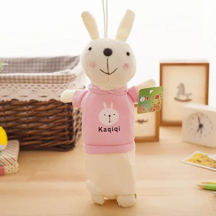 Large soft plush rabbit pencil case in assorted colours for pen storage