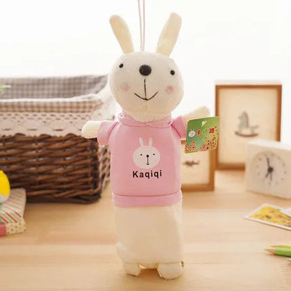 Large soft plush rabbit pencil case in assorted colours for pen storage