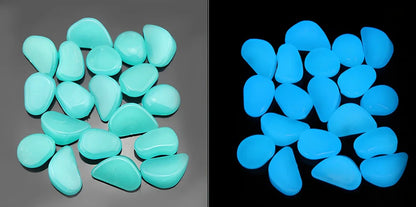 Blue, green, and white glow in the dark resin rocks for aquarium decoration with irregular shapes