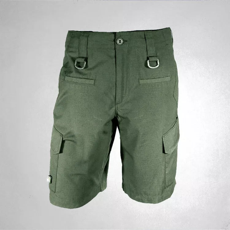 Men's classic tactical shorts in Grey, Army Green, and Khaki, sizes S to XXL