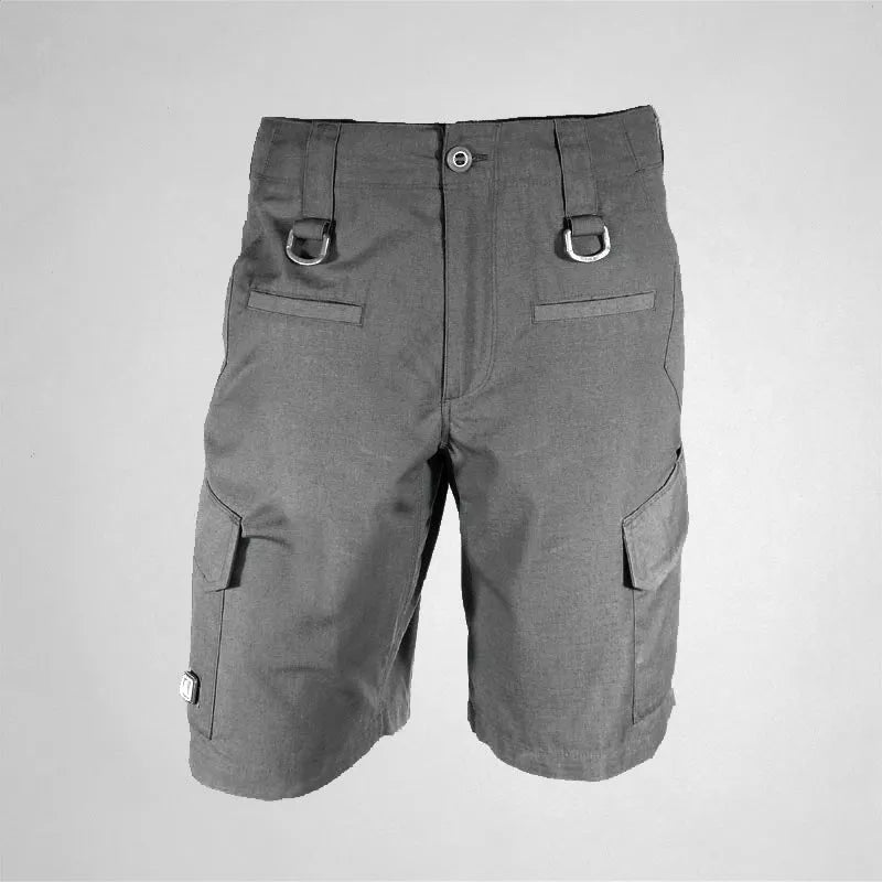 Men's classic tactical shorts in Grey, Army Green, and Khaki, sizes S to XXL