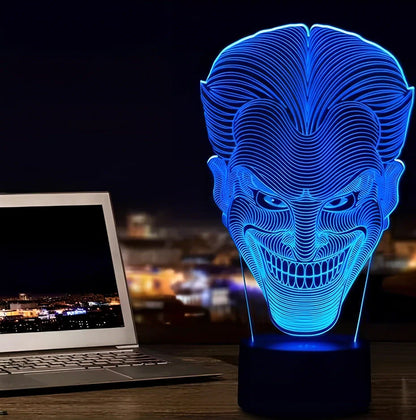 USB-powered 3D LED lamp showing gradient colour patterns on 251x142x87mm acrylic plate with touch control