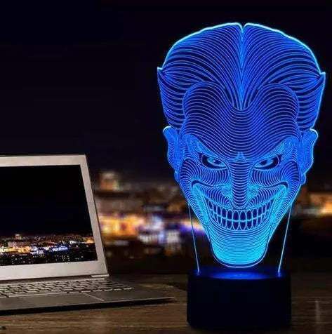 USB-powered 3D LED lamp with acrylic plate showing colourful gradient lighting effects and touch control