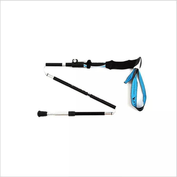 Adjustable folding telescopic trekking pole in black yellow and black blue