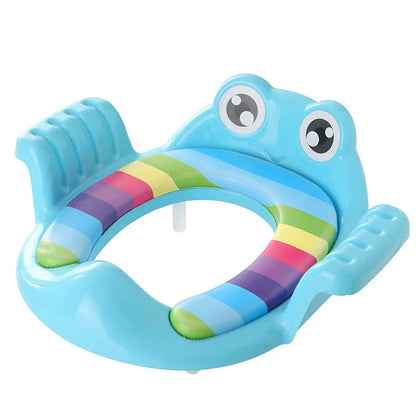 Adjustable non-slip baby toilet seat in pink, sky blue, and green for children aged 1-6 years