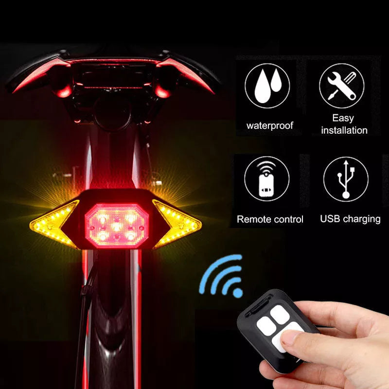 USB rechargeable bicycle turn signal with remote control for enhanced nighttime safety