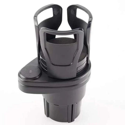 Versatile car organizer with rotating cup holder for storing coffee, sunglasses, and other everyday items in vehicle
