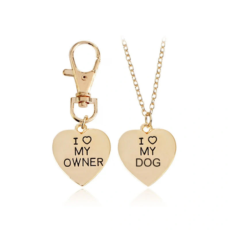 Alloy bone-shaped pendant necklace for pet dogs, showcasing love and attachment between dog owner and their furry companion