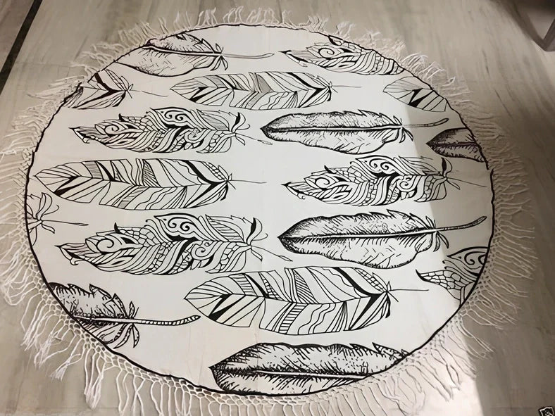 150cm Bohemian pattern beach towel with quick-dry polyester in five colour options