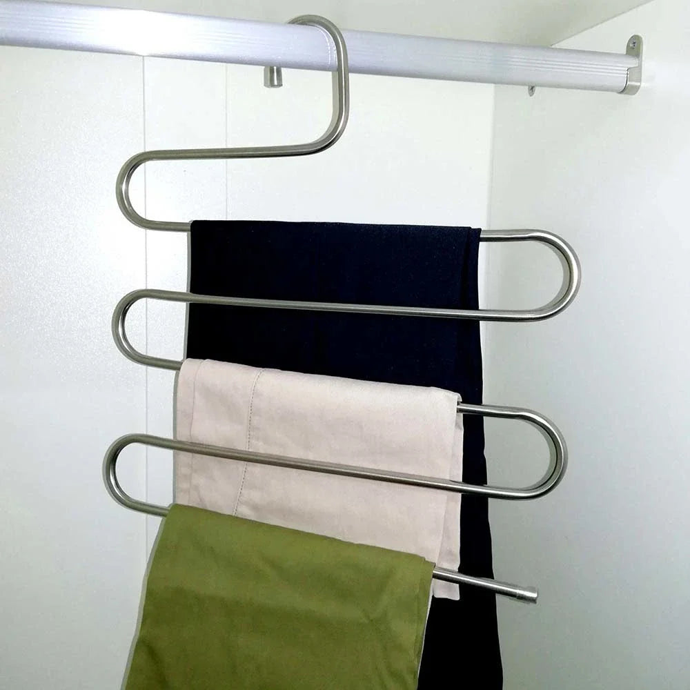 Sturdy 5-Tier Pants Rack in Stainless Steel for Closet Organization and Space-Saving Storage