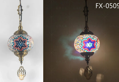 Turkish glass chandelier with 148mm shade and 1.2m adjustable cable on 10cm chassis