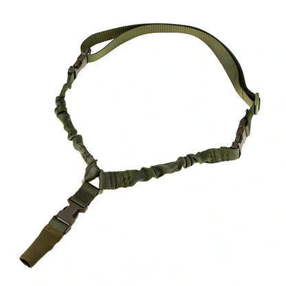 Adjustable military pistol sling with metal buckle in OD green colour showing 175cm+ length