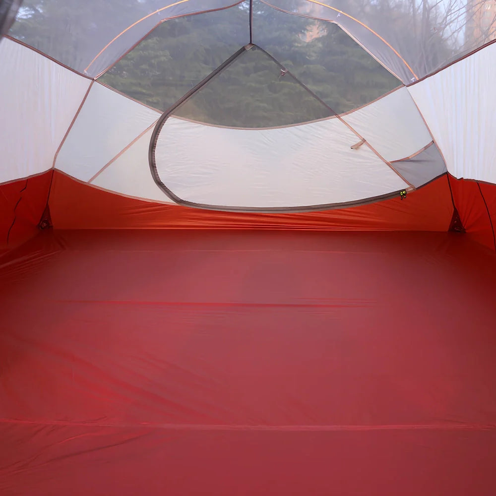 Grey outdoor camping tent with aluminium poles and waterproof fabric for multiple occupants