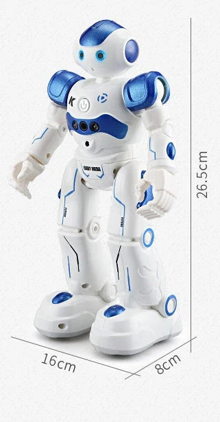 A remote-controlled robot toy with music and dance features, designed for children's entertainment and engagement.