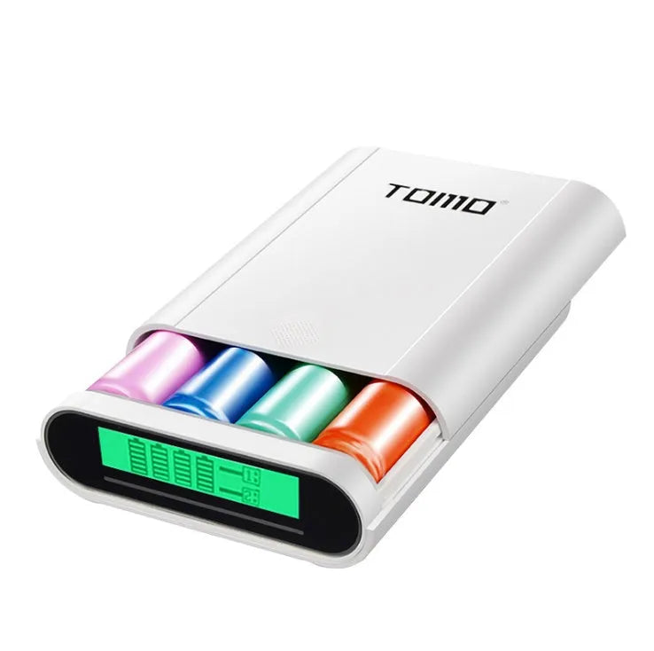 Black and white DIY mobile power box with LCD display for 18650 battery charging