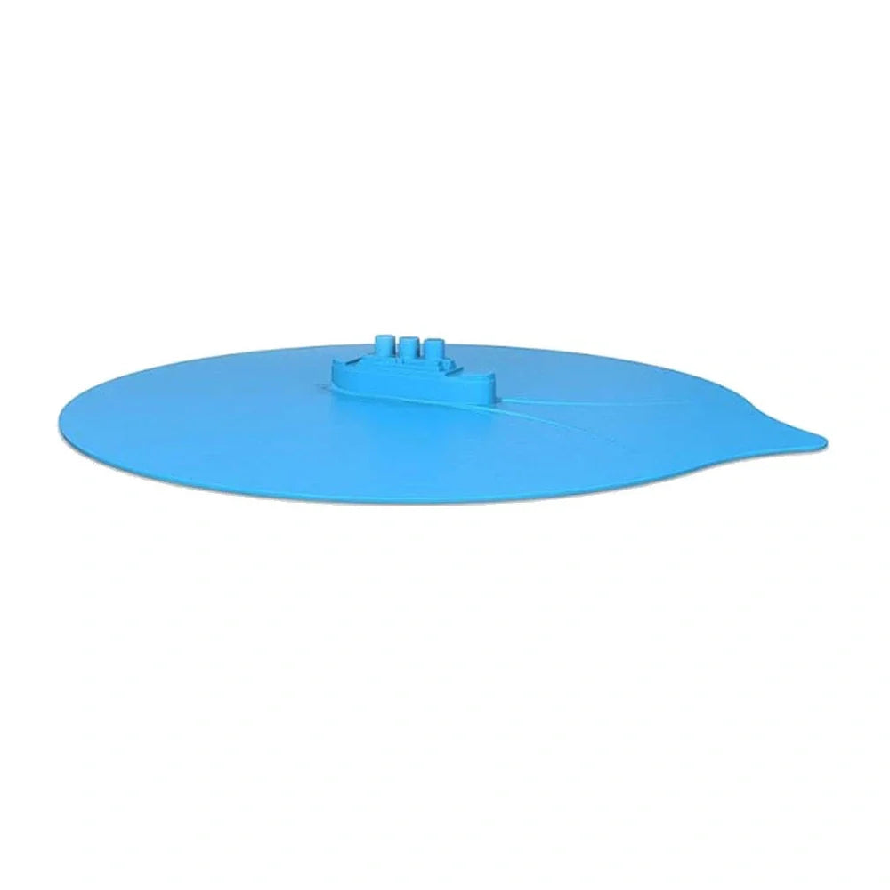 Blue silicone steamer lid measuring 26x25cm on kitchen bowl creating airtight seal for cooking