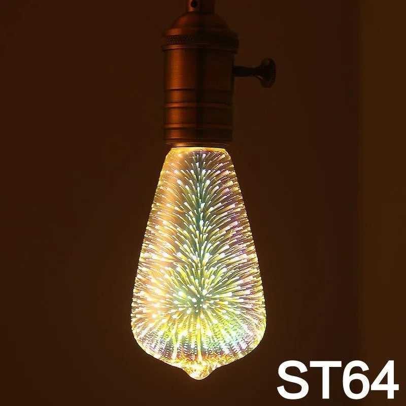 LED 3D firework decoration bulb projecting light patterns with E27 socket