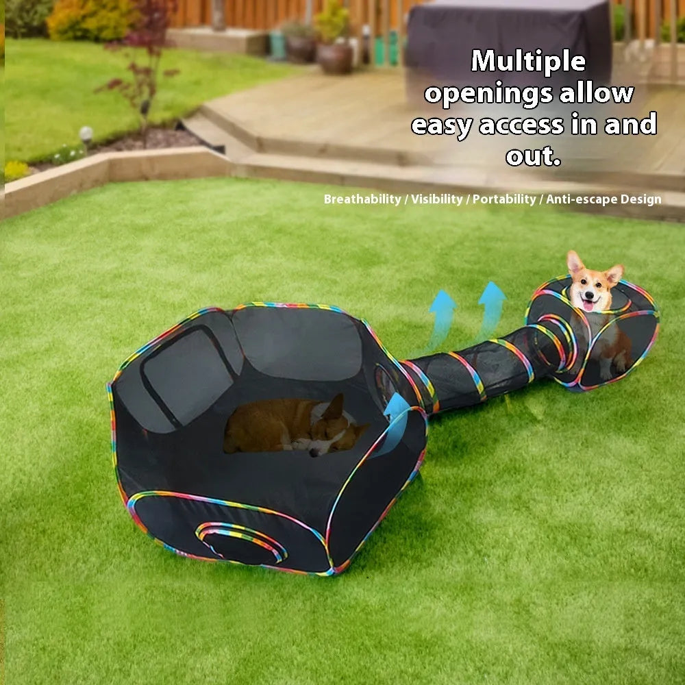 Foldable mesh cat playpen cage in hexagonal, tent, tee, long straight and square design styles