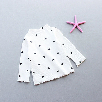 Children's long-sleeved cotton T-shirt in beige, pink, black, white or yellow with size options from 90cm to 130cm