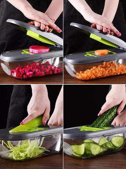 Multi-function Kitchen Vegetable Cutter with 8 blades for efficient food preparation