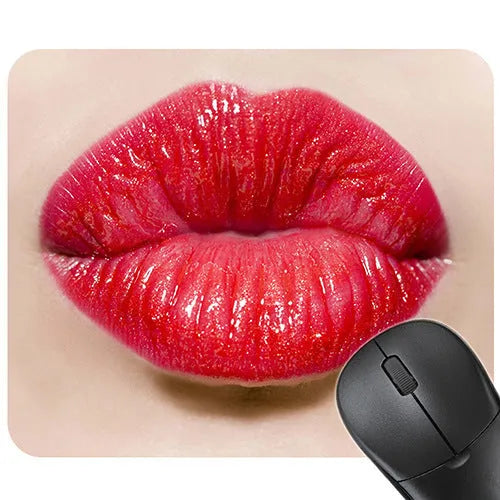 Red lips design rubber non-slip mouse pad on desk with 240mm x 200mm dimensions