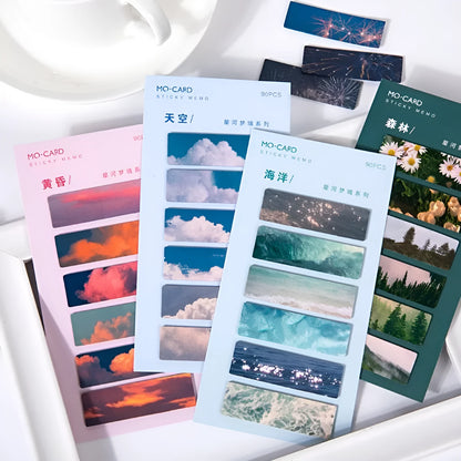 Night sky star index post-it notes set showing six celestial colour variations