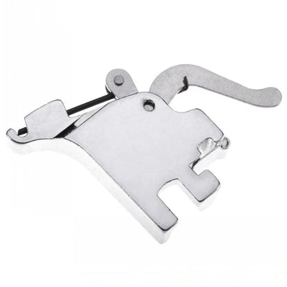 Universal sewing machine presser foot holder in silver, compatible with all domestic sewing machines