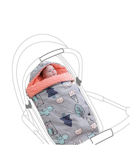 Newborn baby blanket with warm fleece and 3D foaming beanie lining, perfect for strollers and cribs