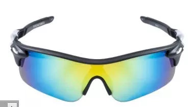 Kugai 0093 polarized cycling glasses in gray, red, and yellow for UV protection