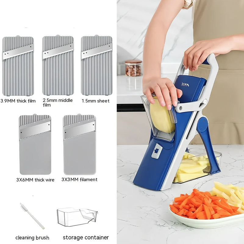 Kitchen multi-function vegetable chopper with purple Changchun flower basket design featuring stainless steel blades and ABS-PET construction for efficient food preparation with 41x17x14.2cm dimensions